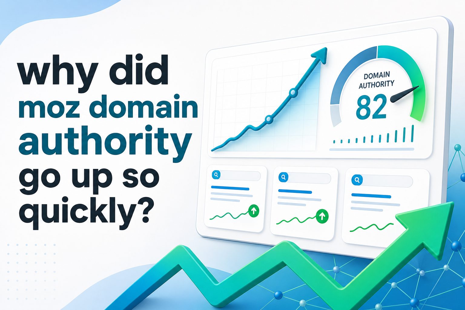 Moz Domain Authority graph rising quickly on an SEO analytics dashboard